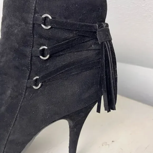 Anne Michelle Lonestar-11 black faux velvet stiletto heel boot size 10 - Picture 6 of 9